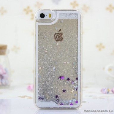 Romantic Glitter Stars Bling Quicksand Back Case Cover for iPhone 5/5S/SE - Silver