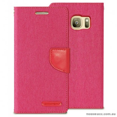 Korean Mercury Canvas Diary Wallet Case For Samsung Galaxy S7 Edge - Hot Pink